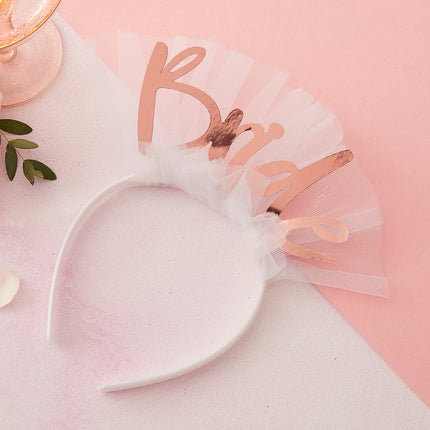 Feestbazaar Vrijgezellenfeest Diadeem 'Bride' Rose goud