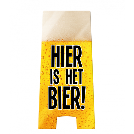 Feestbazaar Waarschuwingsbord Hier is het Bier