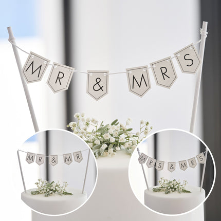 Feestbazaar Wedding Cake Topper 'Mr & Mrs' Aanpasbaar