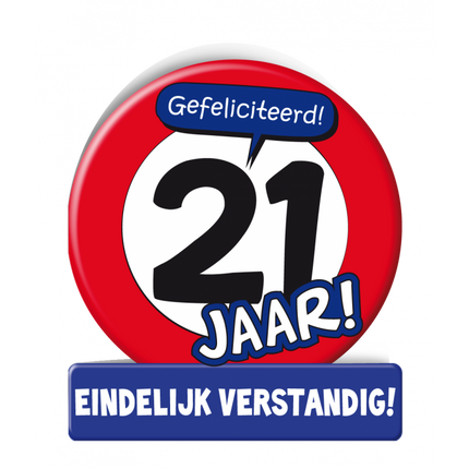 Feestbazaar Wenskaart Verkeersbord 21 Jaar