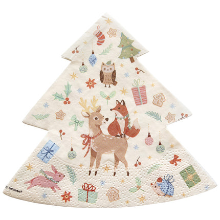 Feestbazaar Winter Woodland Kerstboom Servetten (16st)