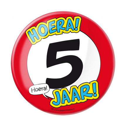 Feestbazaar XL Button 5 jaar