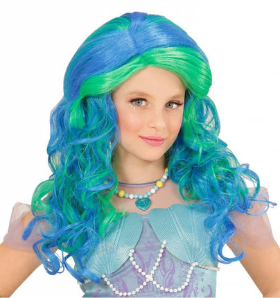 Feestbazaar Zeemeermin pruik kind blauw/groen