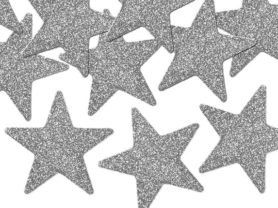 Feestbazaar Zilveren 5cm Sterren Glitter Decoratie (8st)