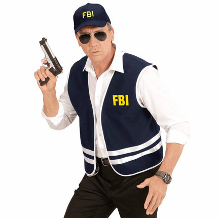 Feestbazaar Zwarte FBI cap met vest volwassen