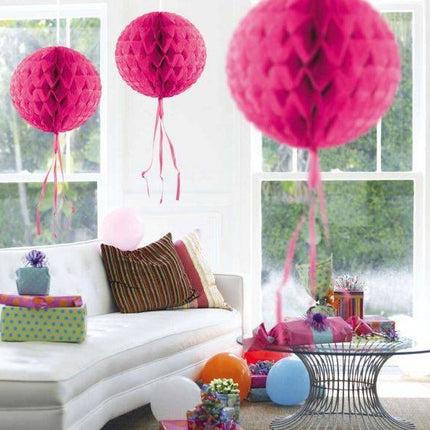 donker-roze-honeycomb-bol-30-cm