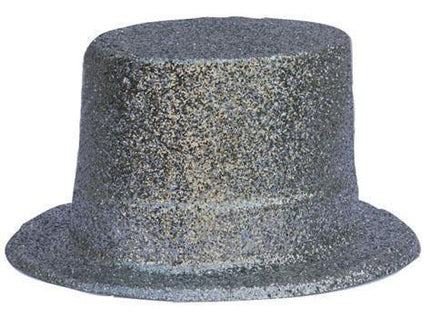 hoge-hoed-zilver-glitter-pvc