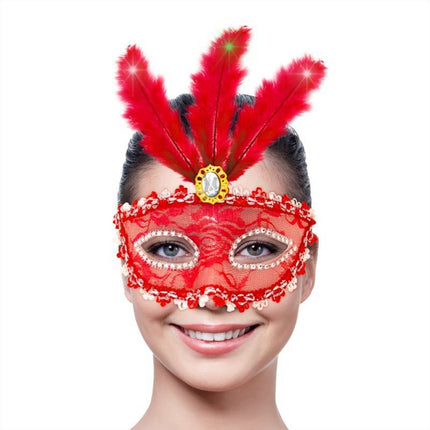 venetiaans-masker-metallic-rood-met-led