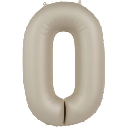 Feestbazaar 0 jaar folieballon Creamy Latte Mat Nude (86cm)