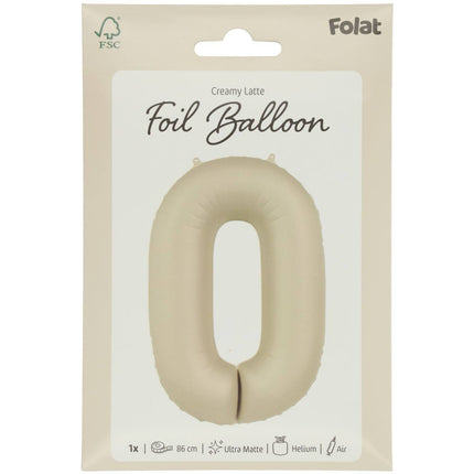 Feestbazaar 0 jaar folieballon Creamy Latte Mat Nude (86cm)
