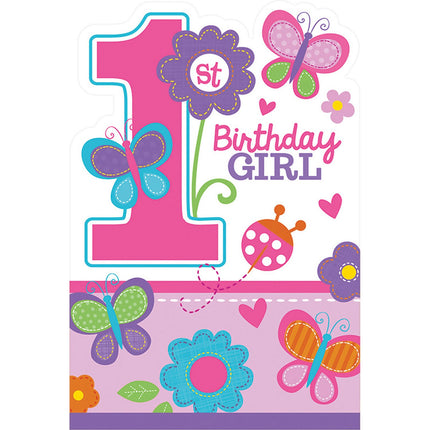 Feestbazaar 1 Jaar Birthday Girl Uitnodigingen - 8 Stuks