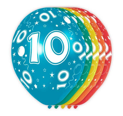 Feestbazaar 10 Jaar Verjaardag Ballonnen 5 stuks