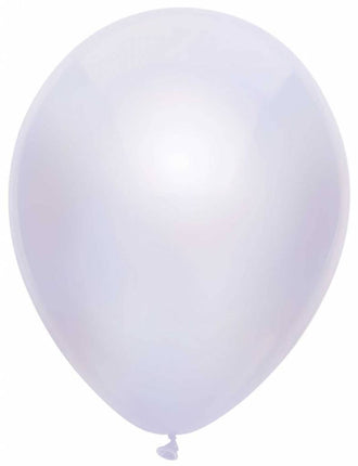 Feestbazaar 100 Metallic witte ballonnen 30cm