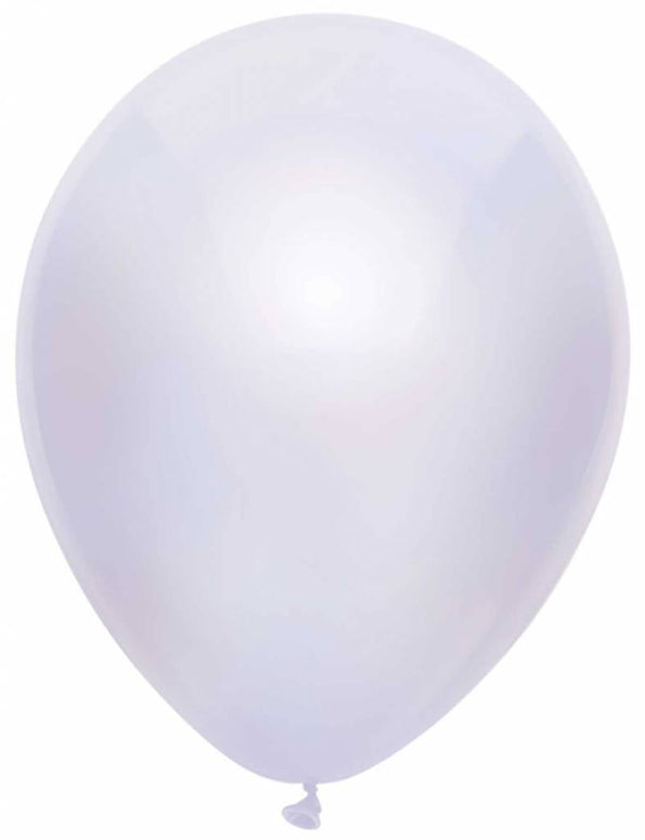 Feestbazaar 100 Metallic witte ballonnen 30cm