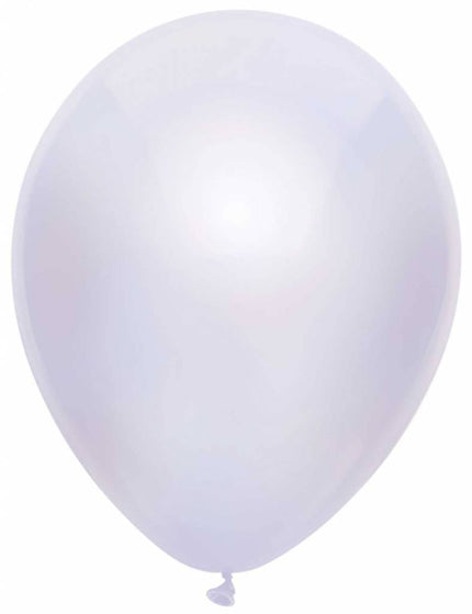 Feestbazaar 100 Metallic witte ballonnen 30cm