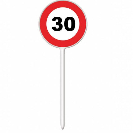 Feestbazaar 12 coctailprikkers verkeersbord 30 jaar
