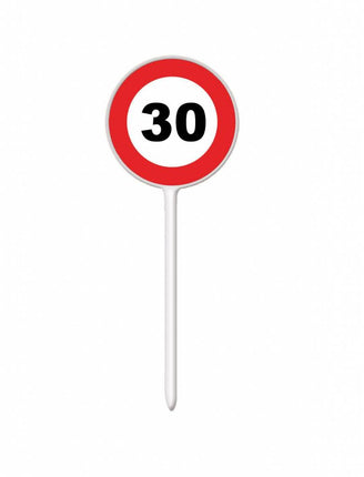 Feestbazaar 12 coctailprikkers verkeersbord 30 jaar