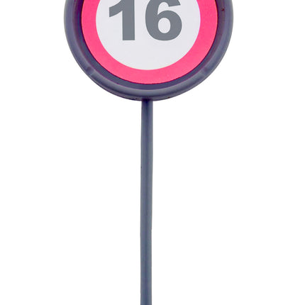 Feestbazaar 12 herbruikbare coctailprikkers verkeersbord 16 jaar
