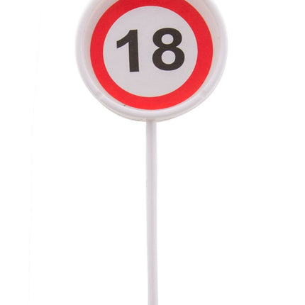 Feestbazaar 12 herbruikbare coctailprikkers verkeersbord 18 jaar