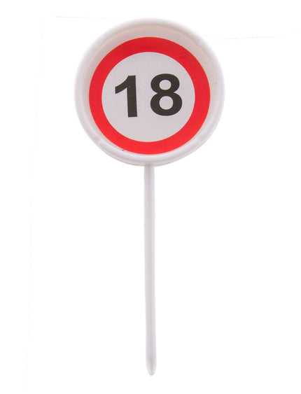 Feestbazaar 12 herbruikbare coctailprikkers verkeersbord 18 jaar