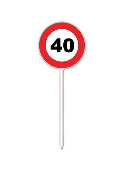 Feestbazaar 12 herbruikbare coctailprikkers verkeersbord 40 jaar
