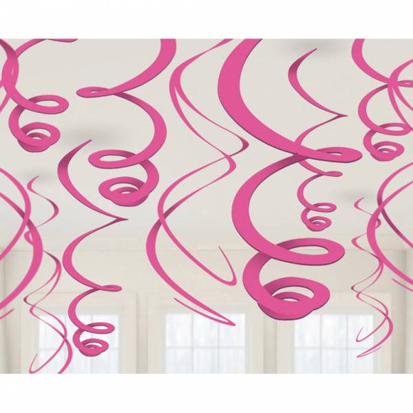 Feestbazaar 12 swirls decoraties roze