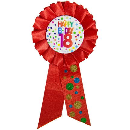 Feestbazaar 18 Jaar Happy Birthday Stippen Rozet