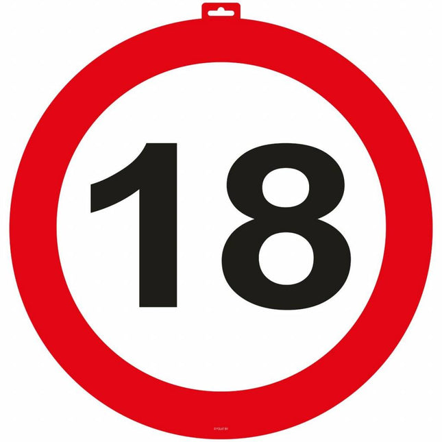 Feestbazaar 18 Jaar Verkeersbord Deurbord - 47cm