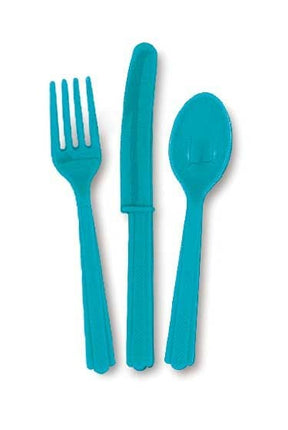 Feestbazaar 18 stuks Caribbean Teal bestek assorti