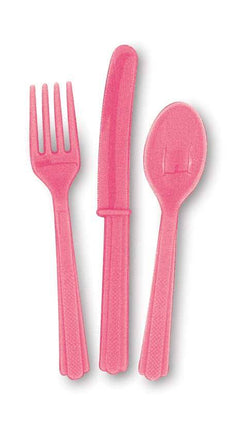 Feestbazaar 18 stuks Hot Pink bestek assorti