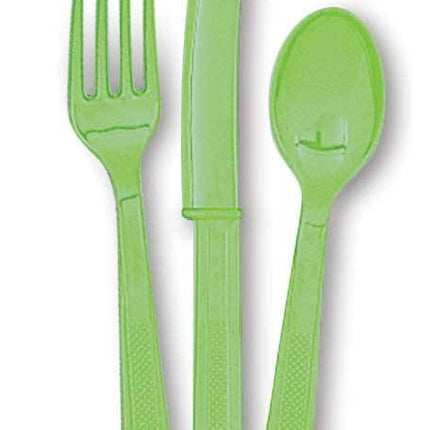 Feestbazaar 18 stuks Lime groen bestek assorti
