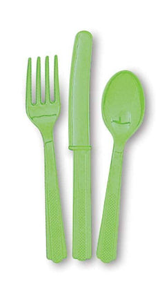 Feestbazaar 18 stuks Lime groen bestek assorti