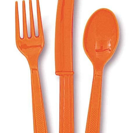 Feestbazaar 18 stuks oranje bestek assorti