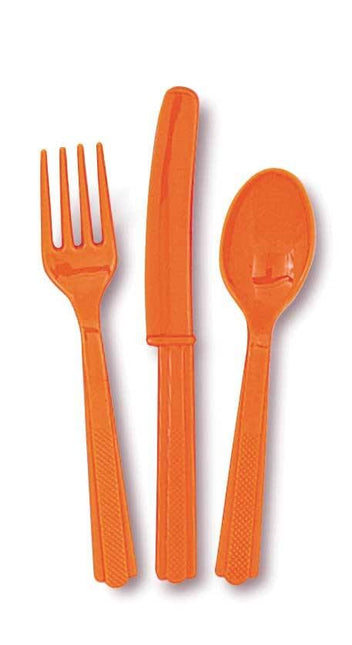 Feestbazaar 18 stuks oranje bestek assorti