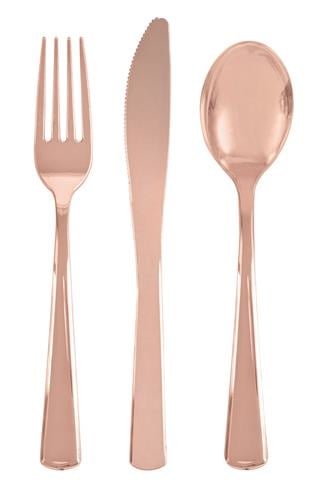 Feestbazaar 18 stuks rose gouden bestek assorti
