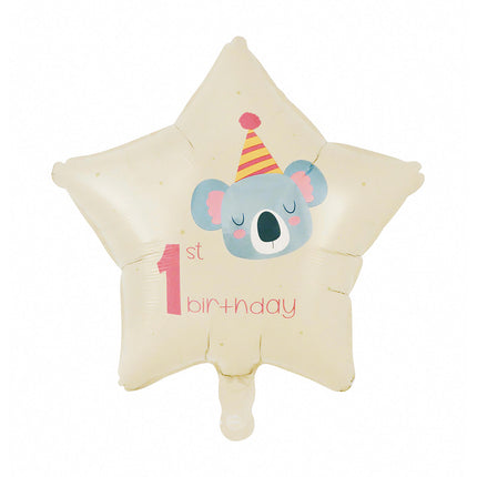 Feestbazaar 1e Verjaardag Folieballon Stervorm Koala (46cm)