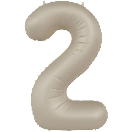 Feestbazaar 2 jaar folieballon Creamy Latte Mat Nude (86cm)
