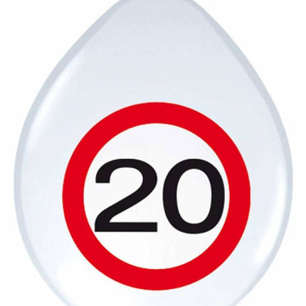 Feestbazaar 20 Jaar Verkeersbord Ballonnen - 8 stuks