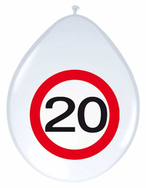 Feestbazaar 20 Jaar Verkeersbord Ballonnen - 8 stuks
