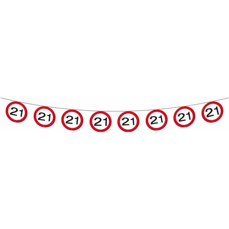 Feestbazaar 21 Jaar Verkeersbord Slinger - 12 meter