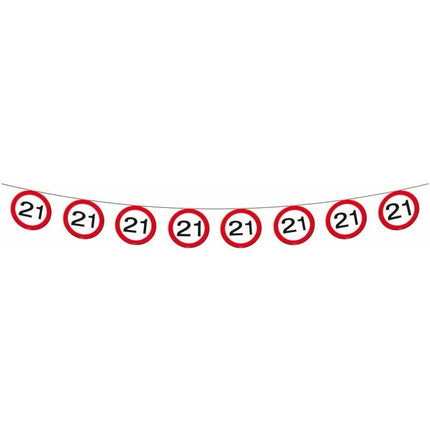 Feestbazaar 21 Jaar Verkeersbord Slinger - 12 meter
