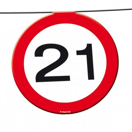 Feestbazaar 21 Jaar Verkeersbord Slinger - 12 meter