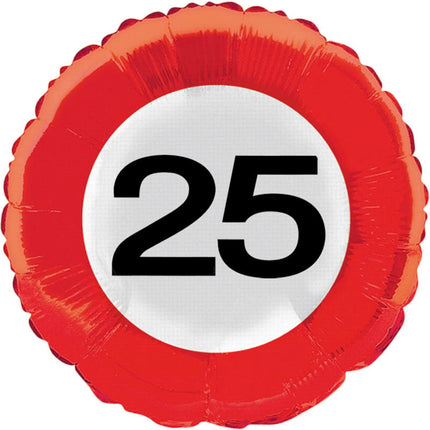 Feestbazaar 25 Jaar Verkeersbord Helium Ballon - 46 cm