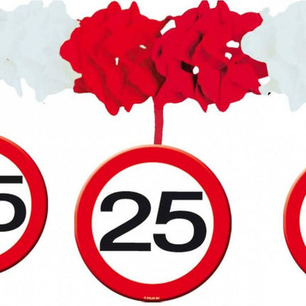 Feestbazaar 25 Jaar Verkeersbord Slinger met Onderhanger