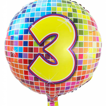 Feestbazaar 3 jaar Birthday Blocks folieballon - 43 cm
