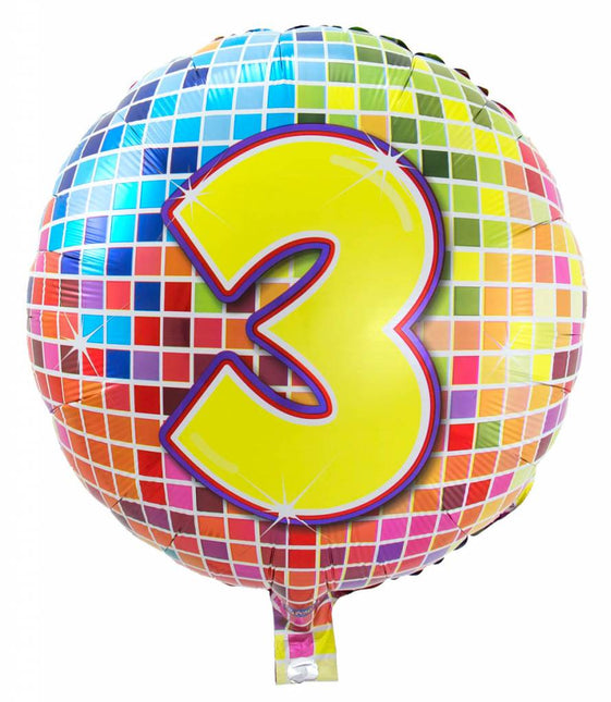 Feestbazaar 3 jaar Birthday Blocks folieballon - 43 cm
