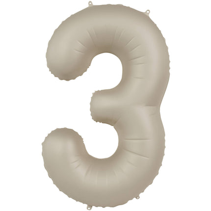 Feestbazaar 3 jaar folieballon Creamy Latte Mat Nude (86cm)