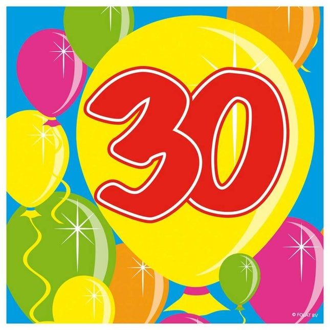 Feestbazaar 30 jaar servetten balloons - 20 stuks