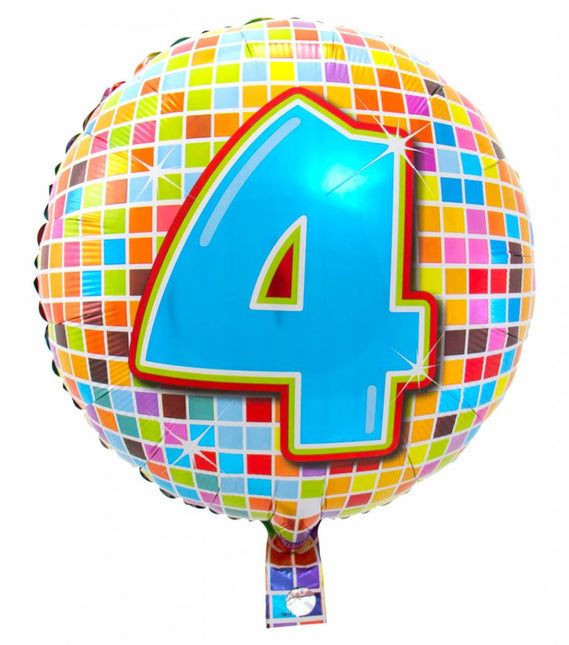 Feestbazaar 4 jaar Birthday Blocks folieballon - 43 cm