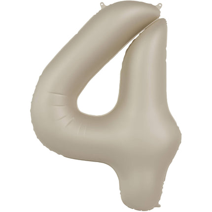 Feestbazaar 4 jaar folieballon Creamy Latte Mat Nude (86cm)